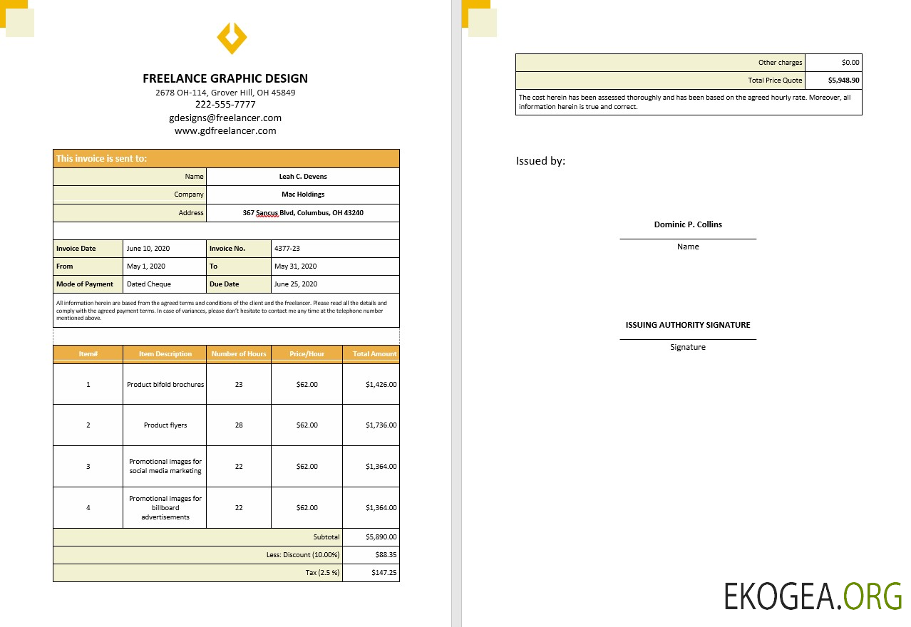 Facture horaire gratuite pour les indépendants